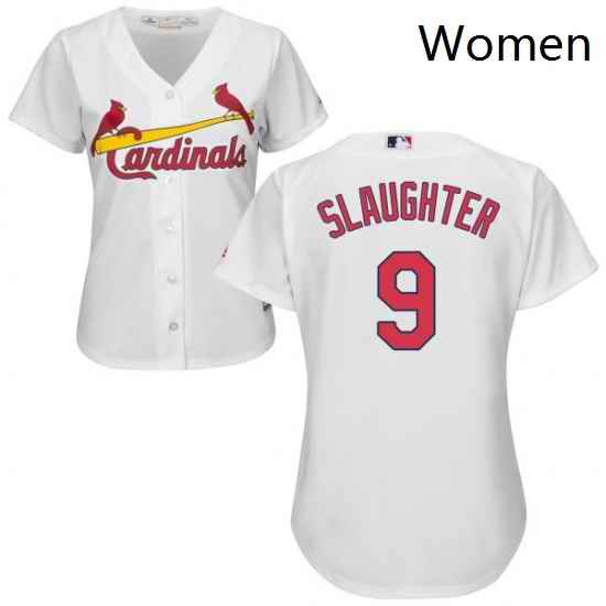 Womens Majestic St Louis Cardinals 9 Enos Slaughter Replica White Home Cool Base MLB Jersey